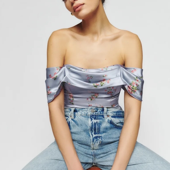 Reformation Tops - Reformation Lux Silk Off shoulder Top